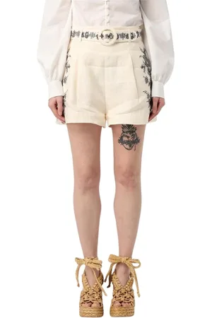 ZIMMERMANN Shorts, Dam, M, Linne, Vita Broderade Linnebyxor