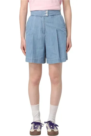 A.P.C. Shorts, Dam, M, Denim, Veckad Denim Shorts Blå Stilfull