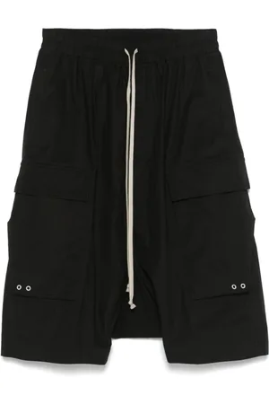 Rick Owens Shorts, Herr, S, Bomull, Svarta Cargo Pods Bermuda Shorts