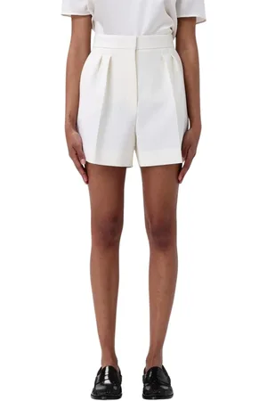 Max Mara Shorts, Dam, XS, Vit Höghöjdad Veckad Shorts