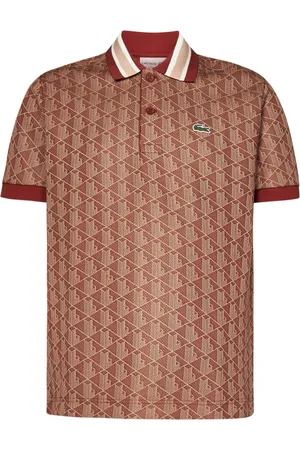 Lacoste Topp, Herr, 2Xl, Bomull, Brun Polotröja med Randig Krage