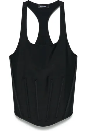 MUGLER Topp, Dam, M, Svart Olympisk Halsring Korsett Topp