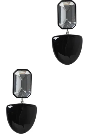 Emporio Armani Accessoarer, Dam, ONE Size, Svarta Kristall Drop Örhängen