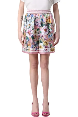 Dolce & Gabbana Shorts, Dam, 2Xs, Färgglada Blommiga Silkes Shorts
