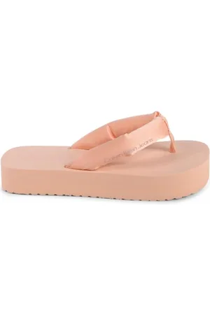 Calvin Klein Skor, Dam, 38 EU, Polyester, Rosa Platform Flip Flops Bekväm Snygg