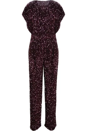 Elisabetta Franchi Jumpsuits & Playsuits, Dam, M, Polyester, Paljett Jumpsuit med Båthals