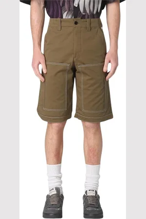 Msgm Shorts, Herr, M, Bomull, Gröna Cargo Shorts med Kontrastsömn