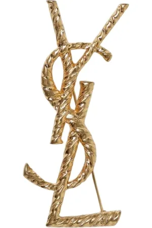 Saint Laurent Accessoarer, Dam, ONE Size, Guld Rep Logo Brosch