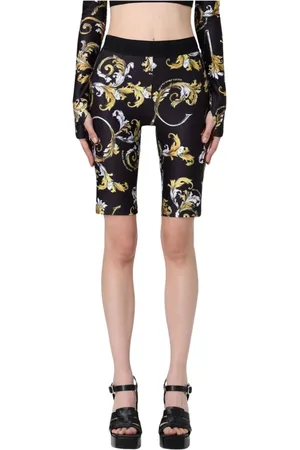 VERSACE Shorts, Dam, 3Xs, Svarta High-Waist Straight-Leg Byxor