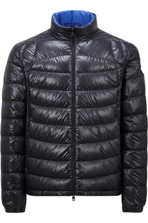 Moncler Jacka, Herr, M, Blå dragkedja jacka med justerbar huva