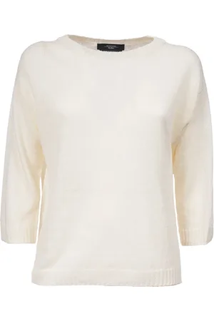 Max Mara Stickade tröjor & koftor, Dam, XS, Linne, Oversized Linne Båtringad Tröja