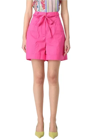 Liu Jo Shorts, Dam, XS, Bomull, Fuchsia Knutmidja Bomullsshorts