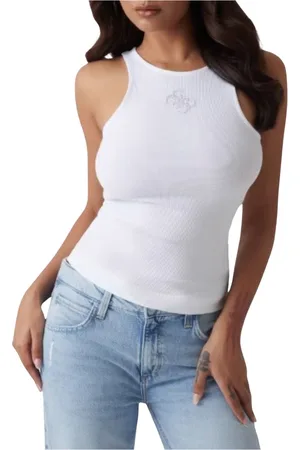 Guess Topp, Dam, XS, Polyester, Räfflad Rund Hals Topp Guendalina