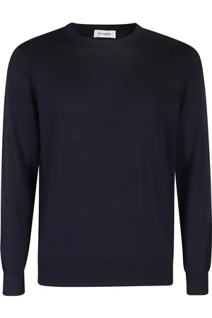 KANGRA CASHMERE Stickade tröjor & koftor, Herr, L, Bomull, Blå Bomull Rundhals Tröja