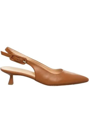 BIANCA DI Skor, Dam, 39 EU, Läder, Läder slingback sandal i cognac