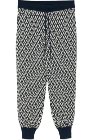 VALENTINO Byxor, Dam, S, Blå Jacquard Track Pants