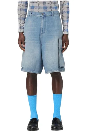 J.W.Anderson Shorts, Herr, M, Denim, Blå Denim Cargo Shorts med Fickor