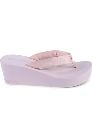 Calvin Klein Skor, Dam, 37 EU, Polyester, Rosa Plattforms Kil Tåsandaler