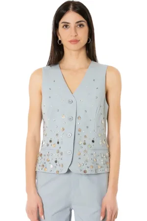 Isabelle Blanche Jacka, Dam, M, Polyester, Broderad väst i Cashmere