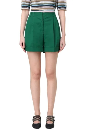 Max Mara Shorts, Dam, XS, Bomull, Vita Veckade Bomullsshorts