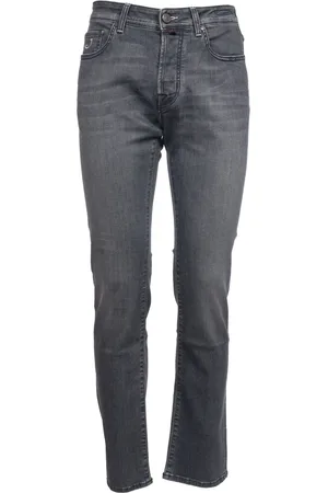 Jacob Cohen Jeans, Herr, W32, Bomull, Slim Fit Grå Bomull Stretch Jeans