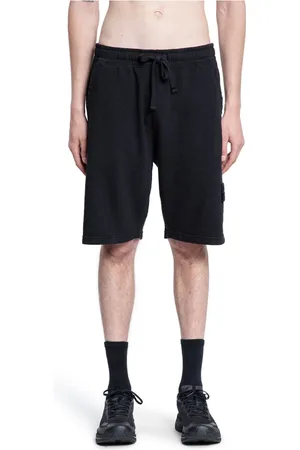 Stone Island Shorts, Herr, XL, Bomull, Svarta Bomullsfleece Sweat Bottoms