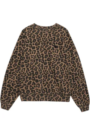 ANINE BING Sweatshirts & Hoodies, Dam, M, Bomull, Leopard Print Oversized Sweatshirt