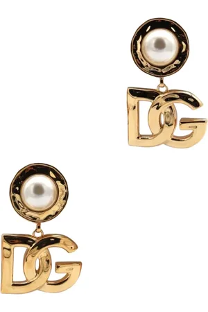 Dolce & Gabbana Accessoarer, Dam, ONE Size, Guld Pärla Drop Örhängen