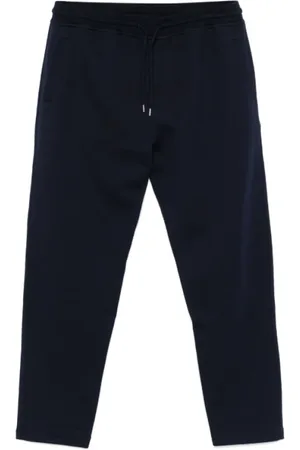 Brunello Cucinelli Byxor, Herr, L, Bomull, Marinblå Tapered Leg Dragsko Byxor