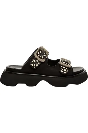Jeannot Skor, Dam, 40 EU, Läder, Sportig Sandal i Svart Cavallino Läder