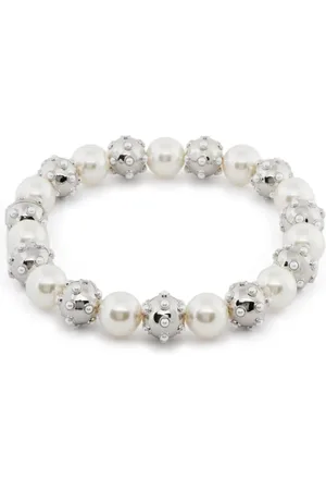 Marc Jacobs Accessoarer, Dam, ONE Size, Pärla Dot Statement Halsband Silver/Vit