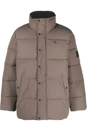 Calvin Klein Jacka, Herr, S, Nylon, Oversized Brun Puffer Dunjacka