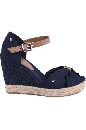 Tommy Hilfiger Skor, Dam, 41 EU, Bomull, Blå Kil Espadrilles Sandaler