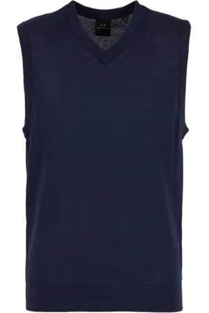 Armani Exchange Stickade tröjor & koftor, Herr, XL, Bomull, Blå Bomullströja