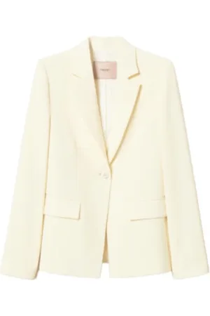 Twin-Set Jacka, Dam, M, Polyester, Vanilla Blazer med Notched Krage