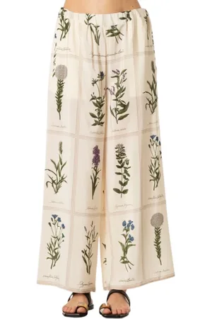 Max Mara Byxor, Dam, L, Silk tryckt vida byxor