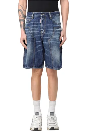 Dsquared2 Shorts, Herr, 2Xl, Denim, Slitna Denim Shorts Tillverkade med Omsorg
