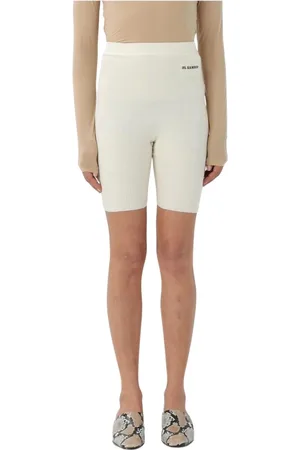 Jil Sander Shorts, Dam, S, Räfflad Stickad Ullshorts i Kräm