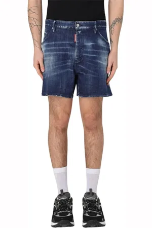 Dsquared2 Shorts, Herr, M, Denim, Stiliga Denim Shorts Med Distressed Look