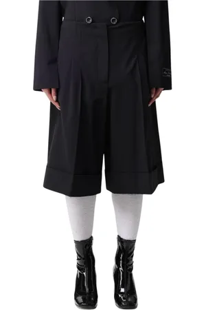 Msgm Shorts, Dam, S, Polyester, Svarta Veckade Shorts