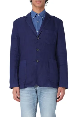 Aspesi Jacka, Herr, M, Linne, Blå Linne Blazer Fickor