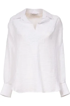 ERMANNO SCERVINO Blusar & Skjortor , Dam, M, Broderad Oversized Jacquard Skjorta