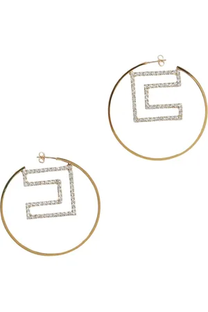 Elisabetta Franchi Accessoarer, Dam, ONE Size, Elegant Geometriska Zirkonia Hoop Örhängen