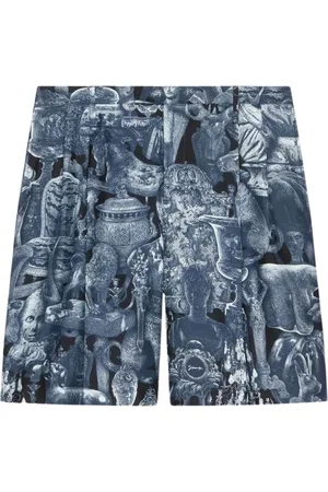 Givenchy Shorts, Herr, L, Svarta Skulpturala Tryckta Veckade Shorts