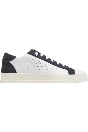 P448 Skor, Herr, 41 EU, Läder, Vita lädersneakers med orange accenter