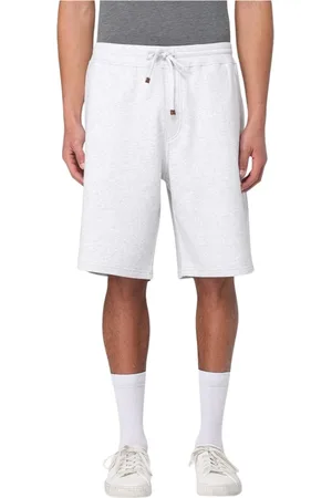 Brunello Cucinelli Shorts, Herr, 2Xl, Bomull, Grå Sweatshorts med Dragsko