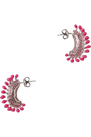 Bottega Veneta Accessoarer, Dam, ONE Size, Fuchsia HalfMoon Statement Örhängen
