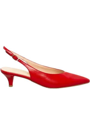 BIANCA DI Skor, Dam, 38 EU, Läder, Röda läder slingback sandaler
