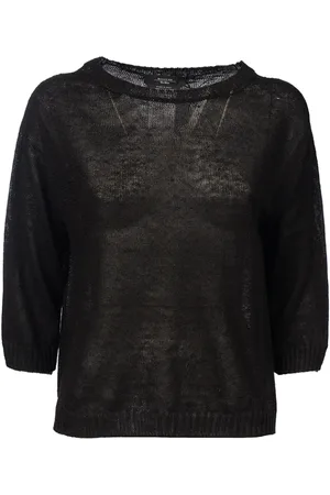 Max Mara Stickade tröjor & koftor, Dam, S, Linne, Oversized Linne Båtringad Tröja
