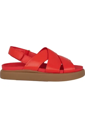 Clarks Skor, Dam, 35 1/2 EU, Läder, Röd Läder Dam Sandal - Aristella Sun